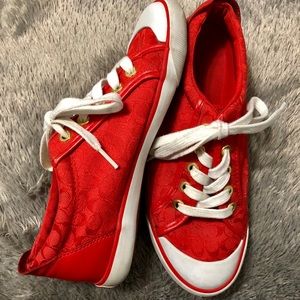 red coach sneakers